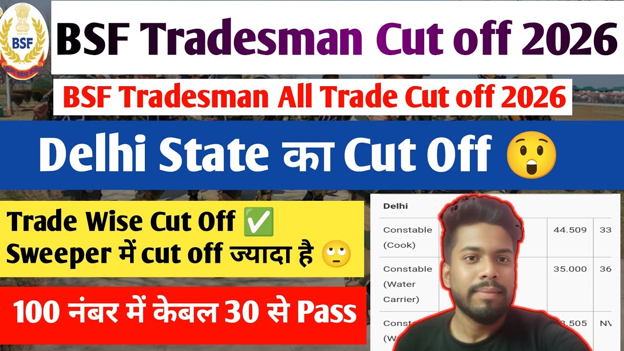 BSF Tradesman Cut Off 2026 ✅|| BSF ट्रेड्समैन Exam Cut Off 2026 || BSF Tradesman New Vacancy 2026 ||