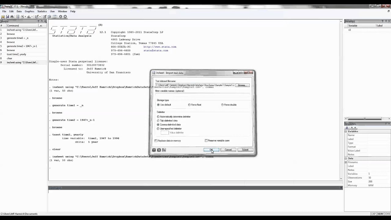 Creating Time Indices for Time Series Data in Stata