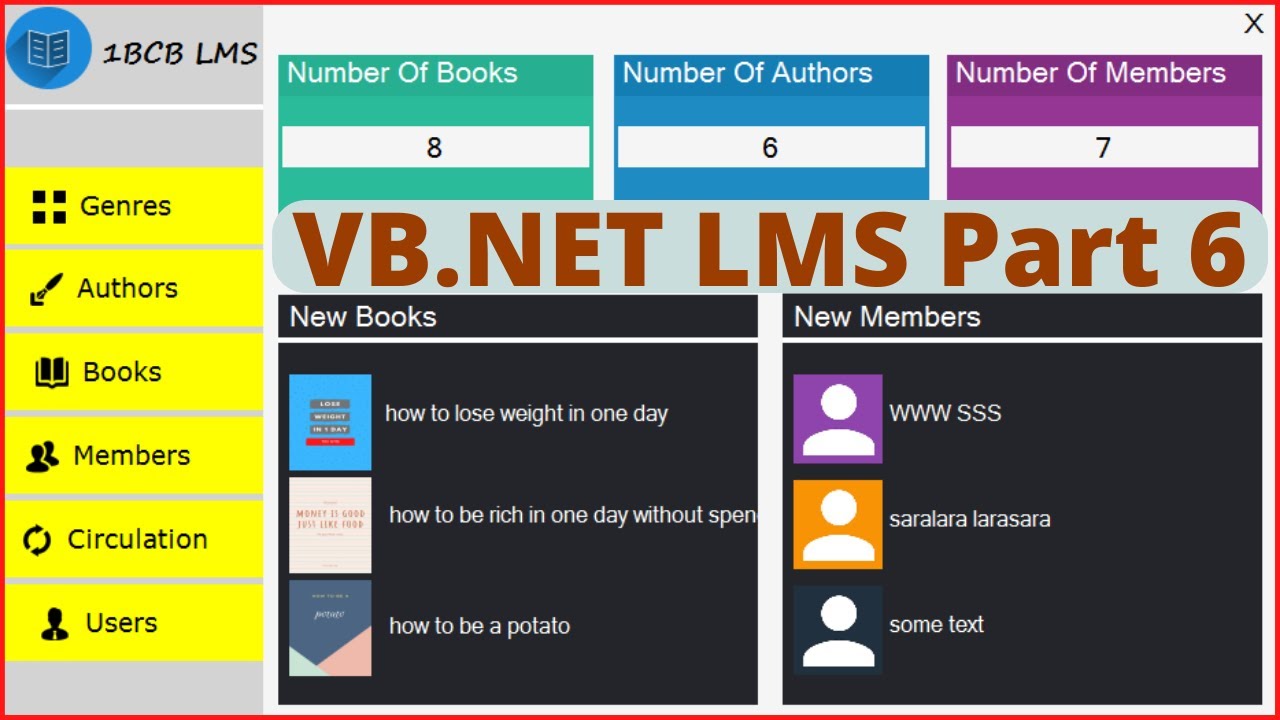 VB.Net Project Tutorial - Create a Library Management System Using VB.Net And MySQL - [ Part 6 ]