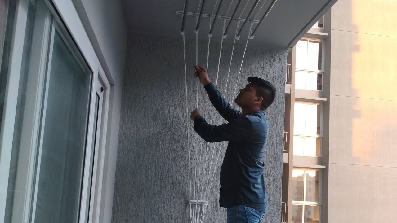 How to install pulley cloth Drying Hanger Celling Roof in Balcony