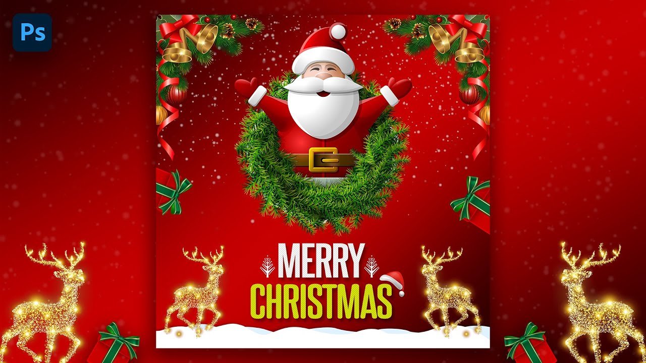 Christmas Social Media Post Design in Photoshop | Photoshop 2022 Social Media Designs Tutorial