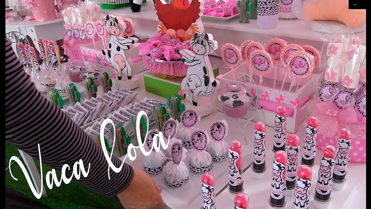 La Vaca Lola, como decorar cumpleaños con centro de mesa, torta y bocaditos de vaca Lola