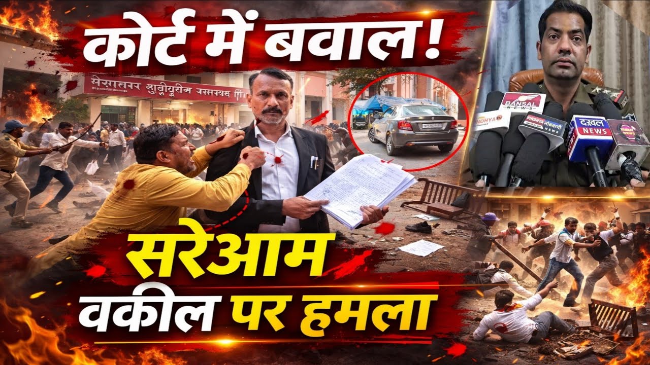 रीवा! कोर्ट परिसर में अधिवक्ता पर हमला! अधिवक्ता को घसीटकर गाड़ी में बैठाने का प्रयास