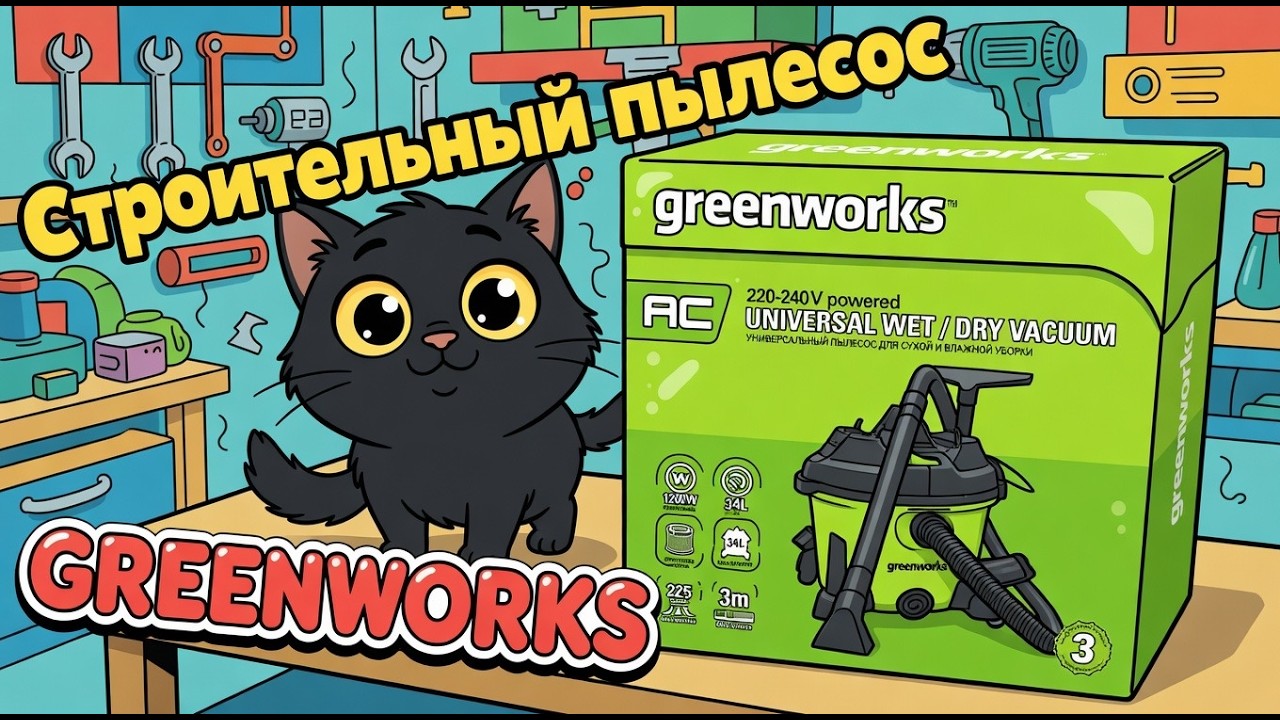 Строительный пылесос Greenworks