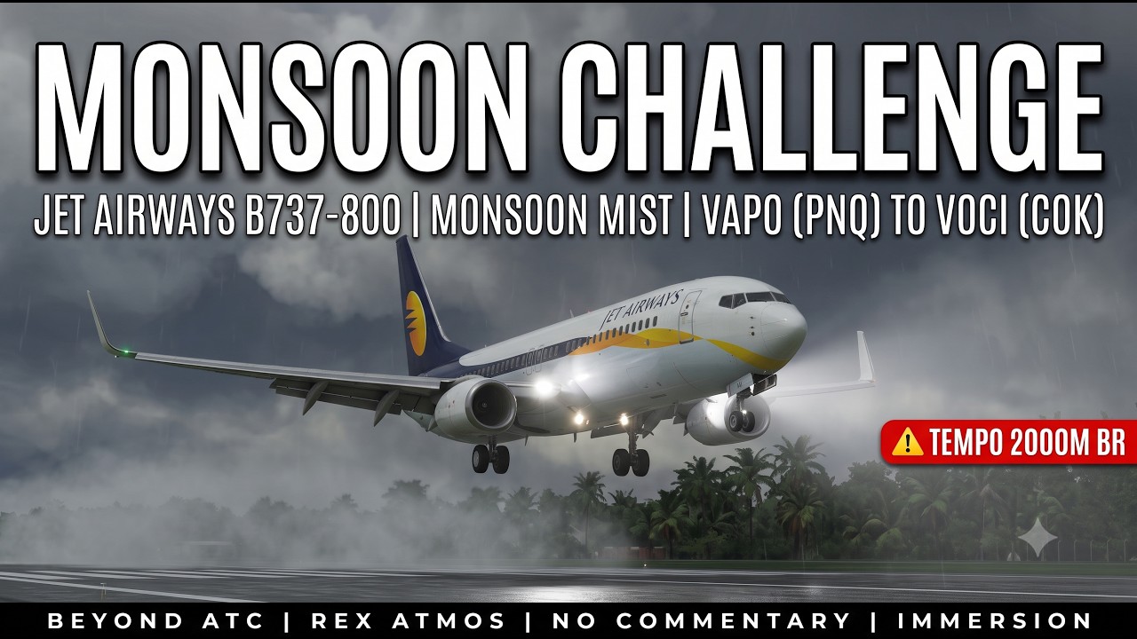🔴 LIVE: Monsoon Approach! ⛈️✈️ VAPO-VOCI | Jet Airways B737