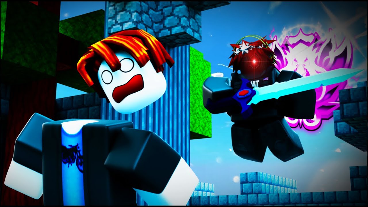 Roblox Bedwars clutching in Ranked (bed gone 12 mins in)