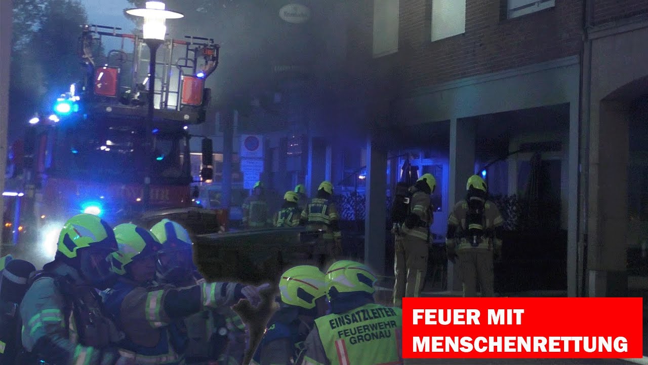 [Menschenrettung] Feuer in Pizzeria | Stichworterhöhung auf Feuer Menschenleben in Gefahr | Gronau