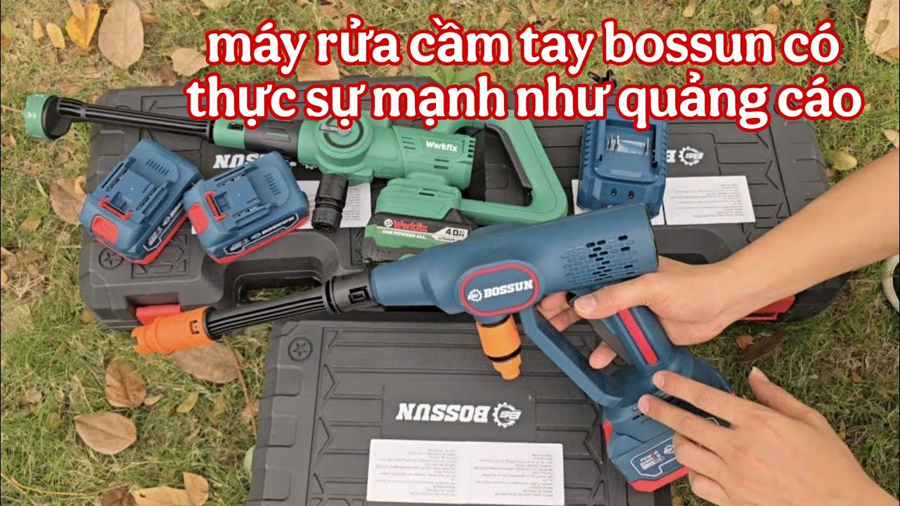 M&aacute;y rửa xe pin bossun - m&aacute;y rửa mini cầm tay bossun c&oacute; thực sự mạnh như quảng c&aacute;o