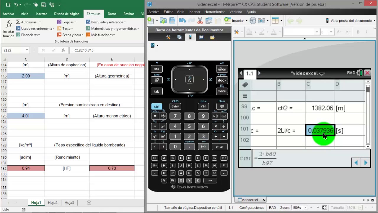 TI NSPIRE CX CAS TRANSFERIR HOJA EXCEL CON FORMULAS