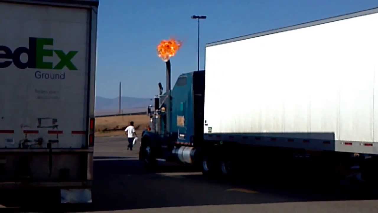 STACKS ABLAZE !! LOOK OUT ! Big truck on fire.