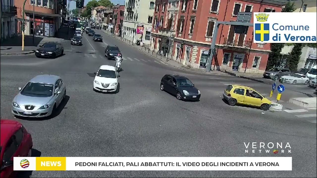 Pedoni falciati, pali abbattuti: il video degli incidenti stradali a Verona nel 2024