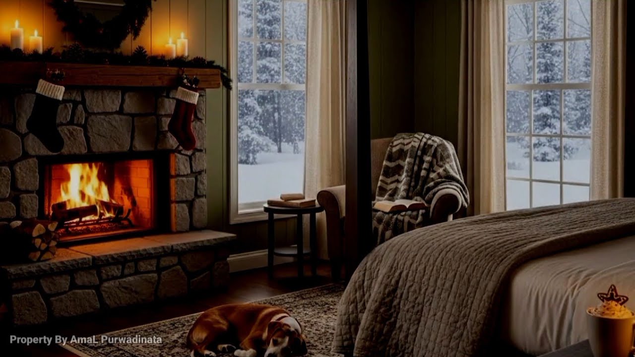 The fireplace in the stove is lit in the room to warm the body and sleep soundly in the winter