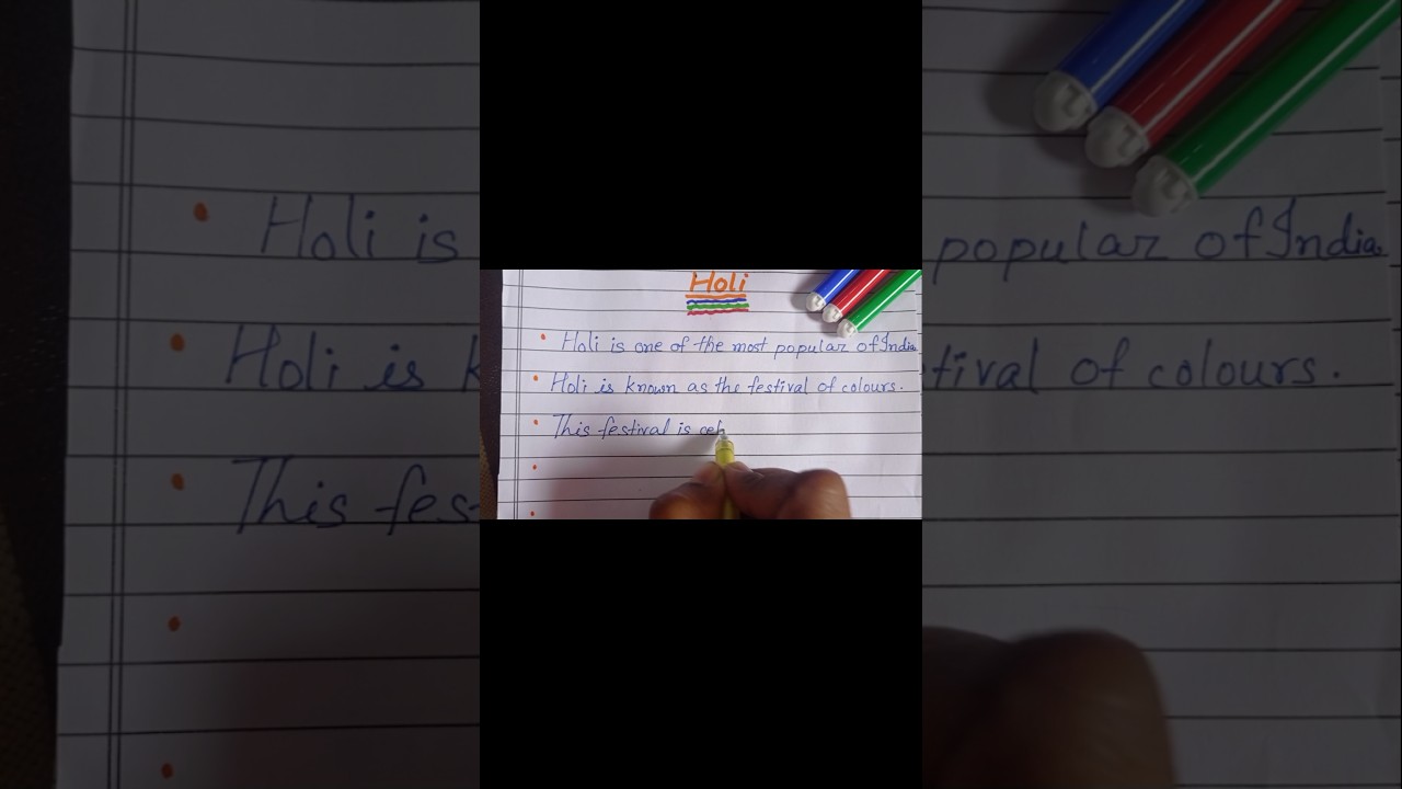 Holi On Five Lines|Holi for essay |Colour full festival Holi #Holi#essayonholi#viralshorts#ytshorts