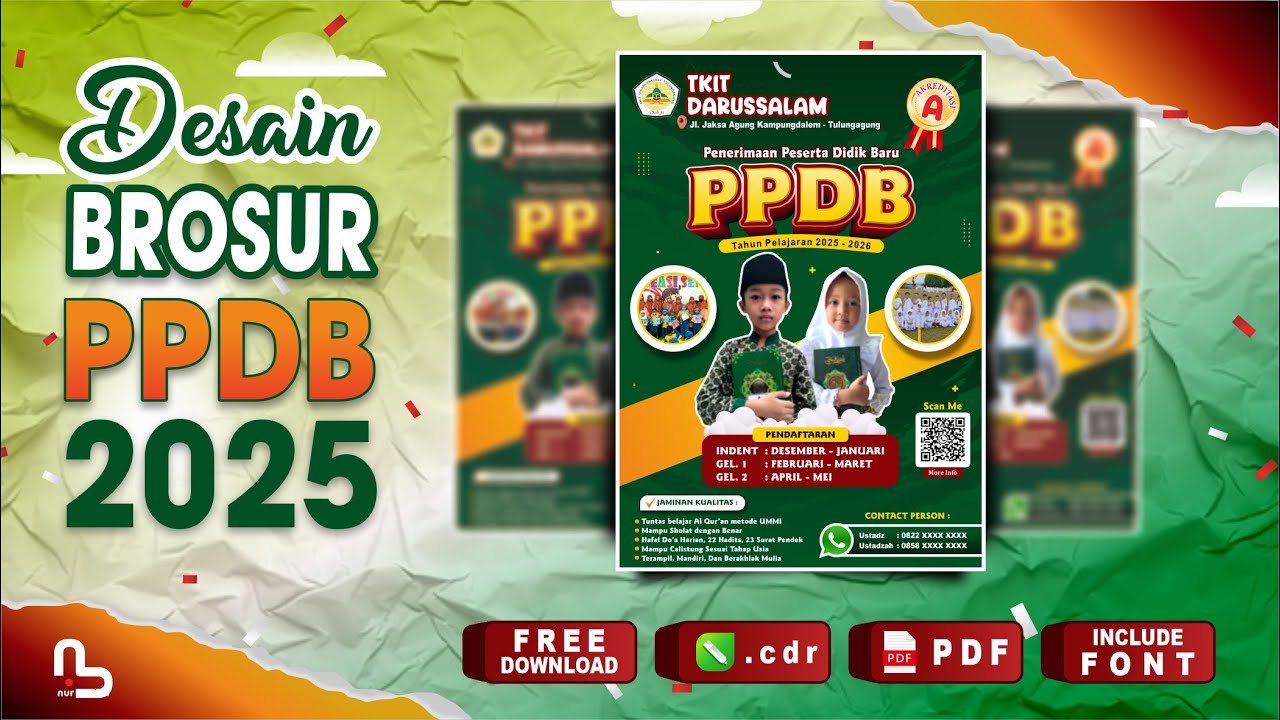 Cara Membuat Desain Brosur PPDB di Coreldraw (Gratis File CDR) - Banner PPDB - #nurdesigns