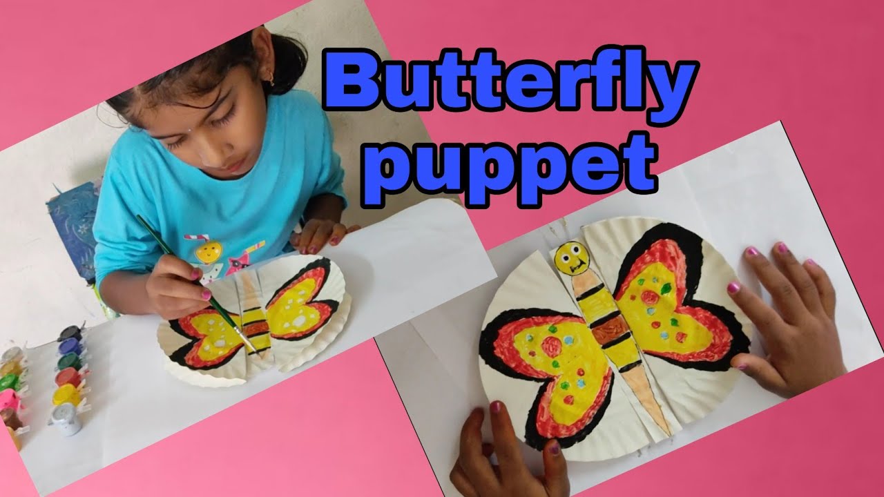 Butterfly puppet // Butterfly with paper plate