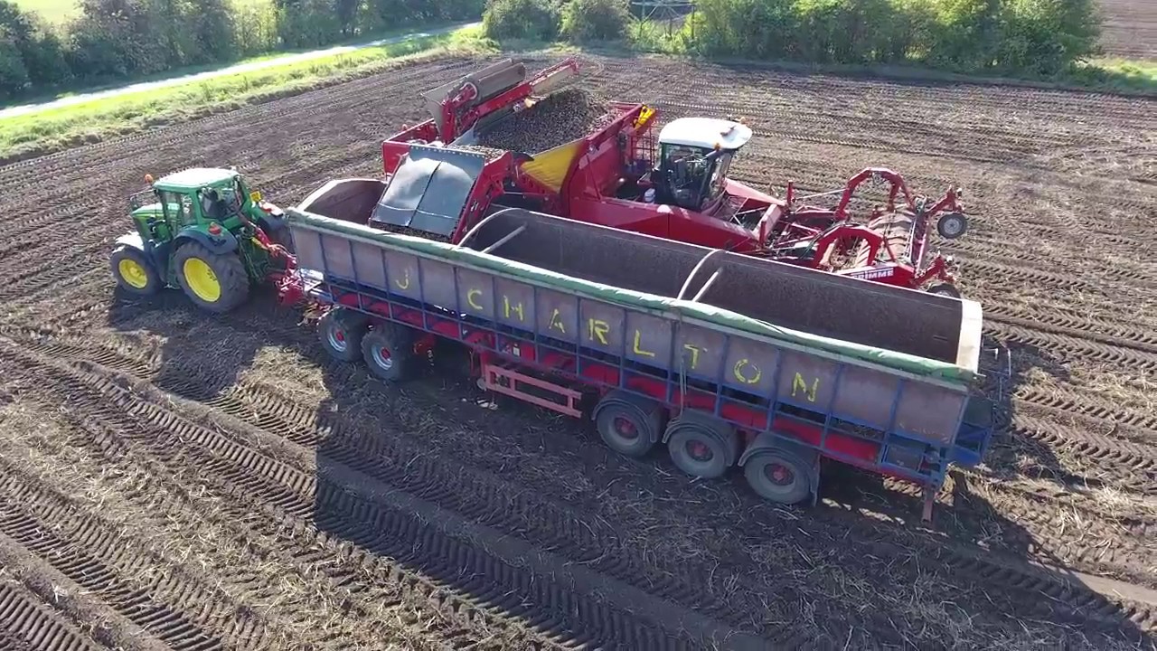 Drone Footage Harvesting Potatoes. Filmed with DJI Phantom 4