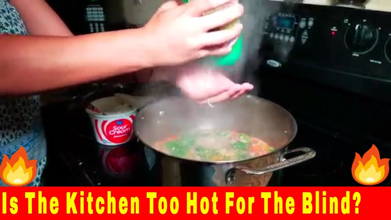 Blind Girl cooks for fiance; kale and sausage soup