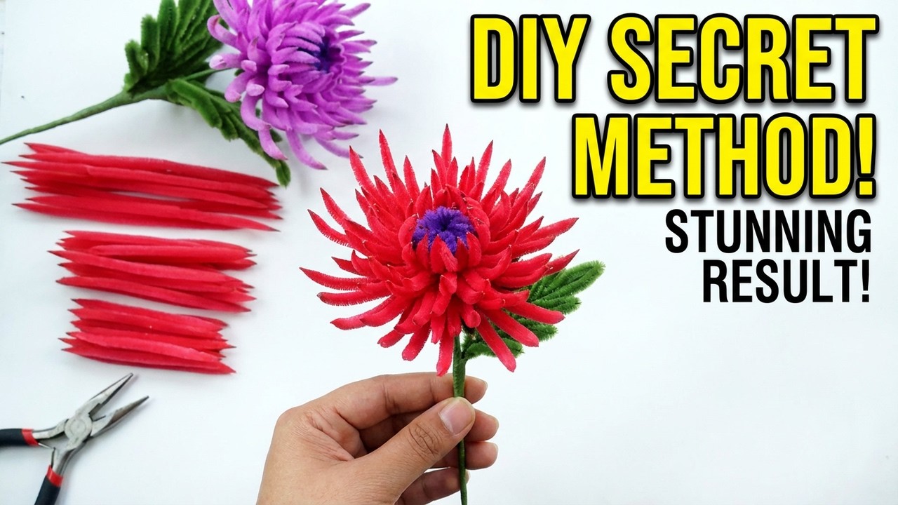 DIY Pipe Cleaner Flowers / How To Make Flowers With Pipe Cleaner / Fuzzy Wire Flowers Tutorials