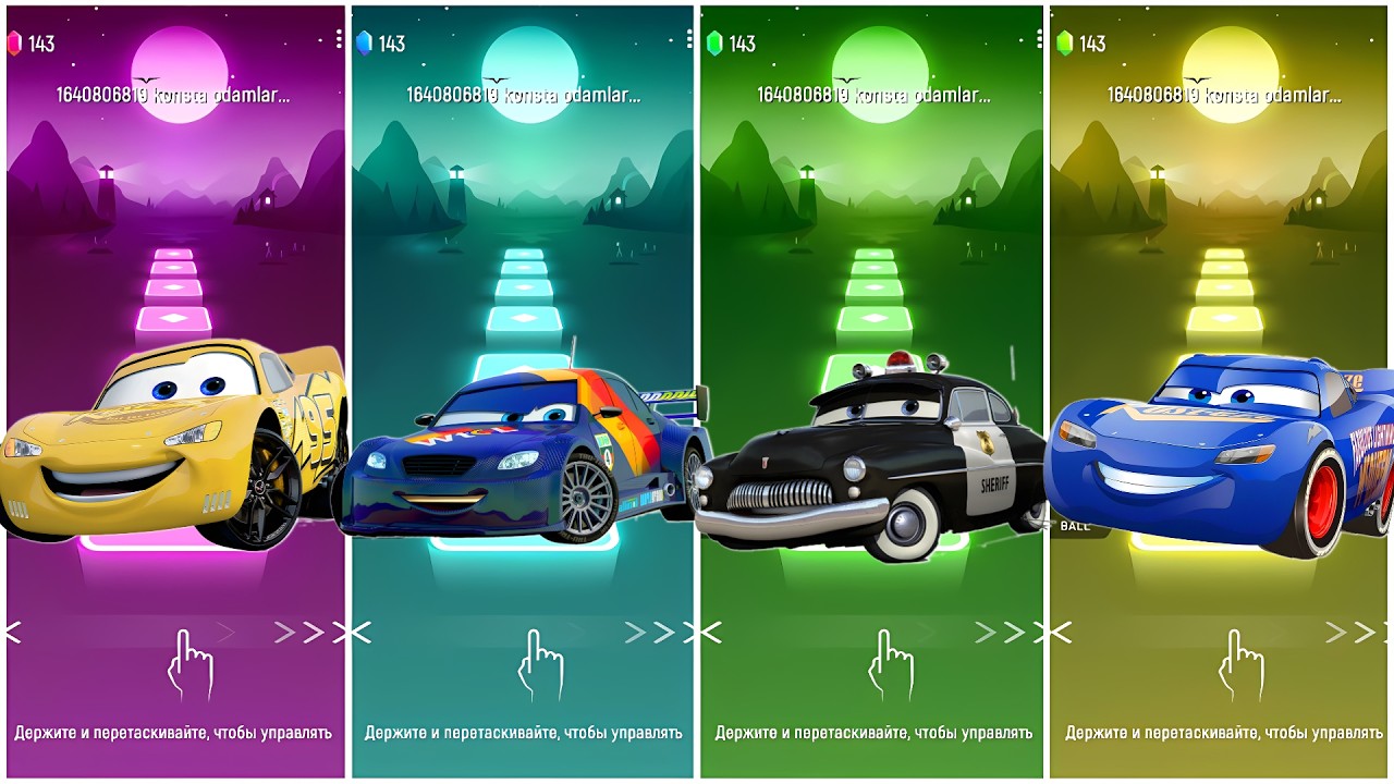 Cars - Lightning McQueen 🆚 Max Schnell 🆚 Sheriff 🆚 Lightning McQueen 🎶 Tiles Hop EDM Rush