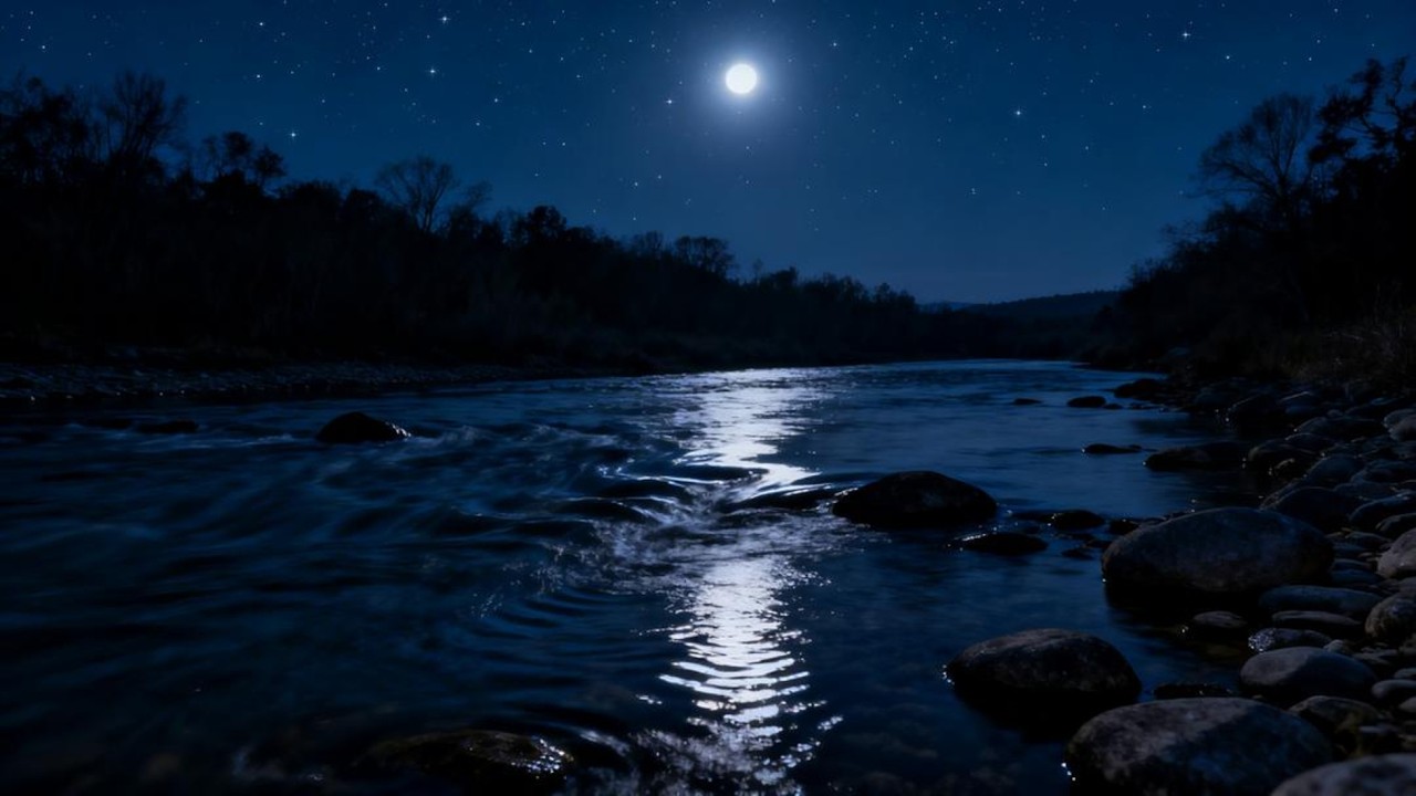 ASMR Calm Midnight River 🌊 Deep Sleep Sound &ndash; No Birds, No Music