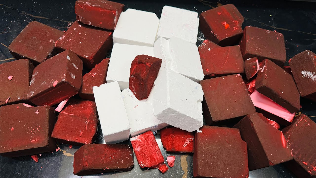 Crunchy Red & Pink Chalk ASMR | Most Satisfying Gym Chalk Crush Sounds