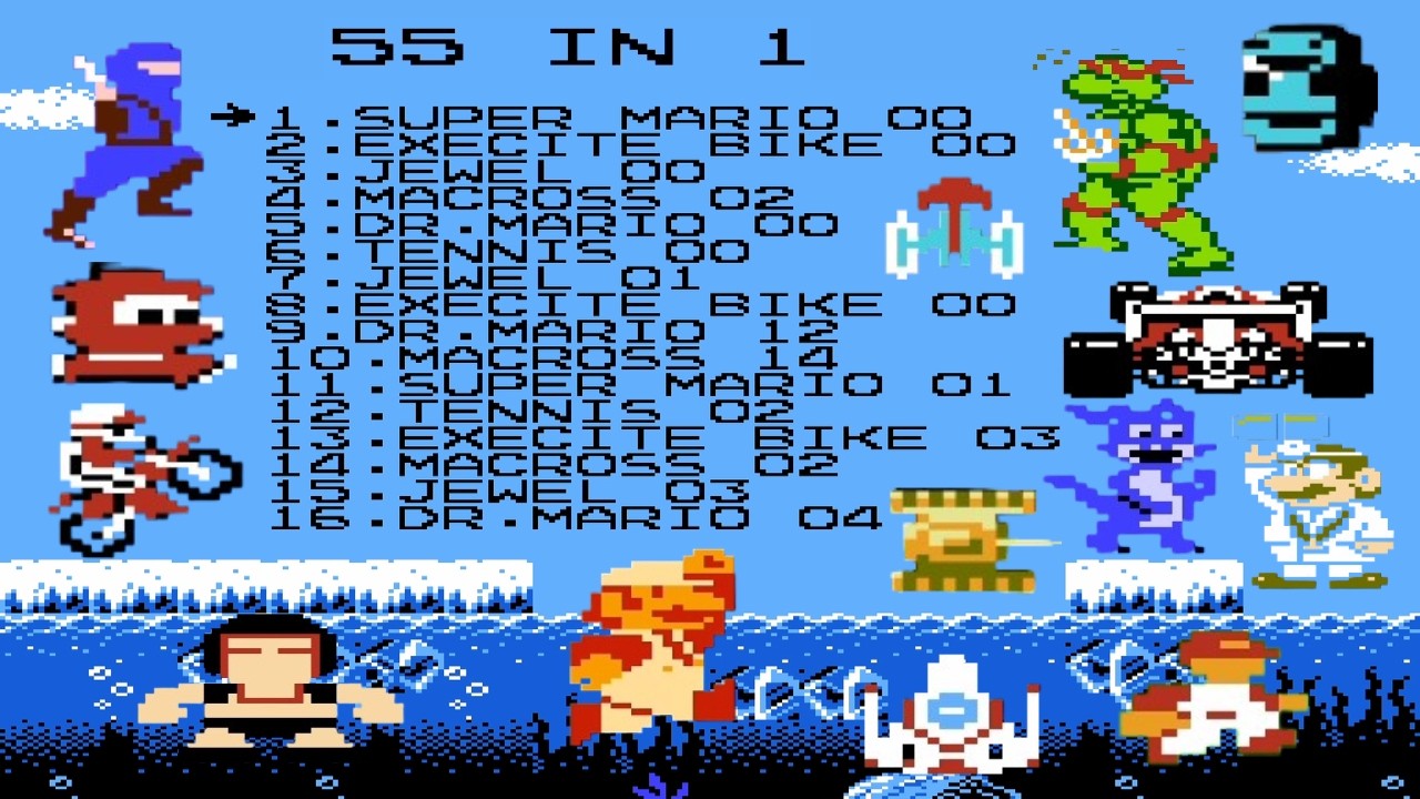 NES 55 in 1 Walkthrough : Best Classic Games Compilation