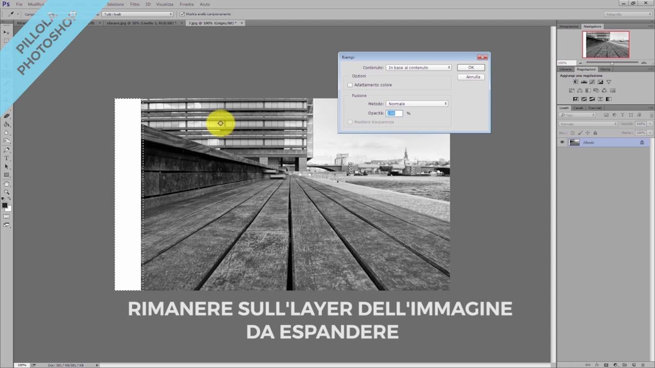 Postproduzione in Photoshop: Correzione in base contenuto