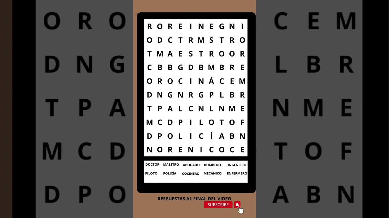 🧩 Sopa de Letras: Encuentra las Profesiones 👩‍⚕️👨‍🚒#sopadeletras #quiz #desafiosmentales #reto