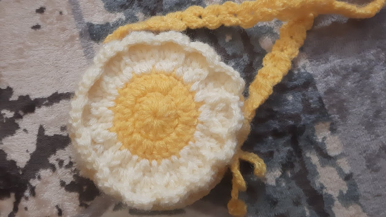 Daisy Flower pouch # woollen small purse # crochet designe# woollen Flower # woollen strap handbag#