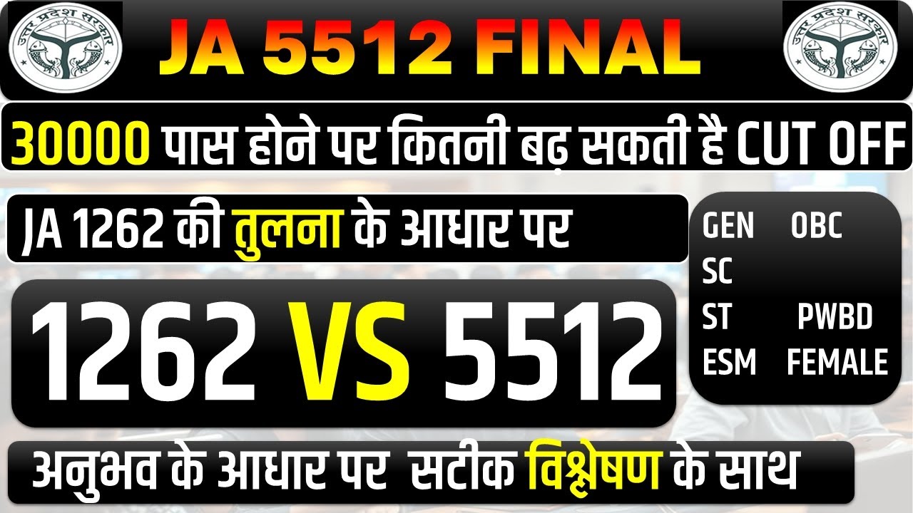 JUNIOR ASSISTANT 5512 FINAL CUT OFF | JA 5512 TYPING RESULT | UPSSSC JUNIOR ASSISTANT 5512 CUT OFF 