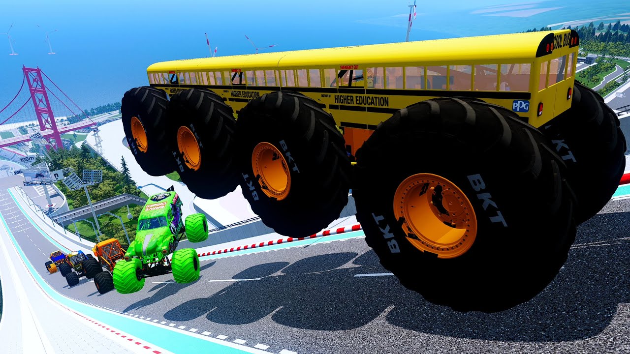 Epic High Speed monster trucks jumps stunts & crashes #081 | BeamNG Drive