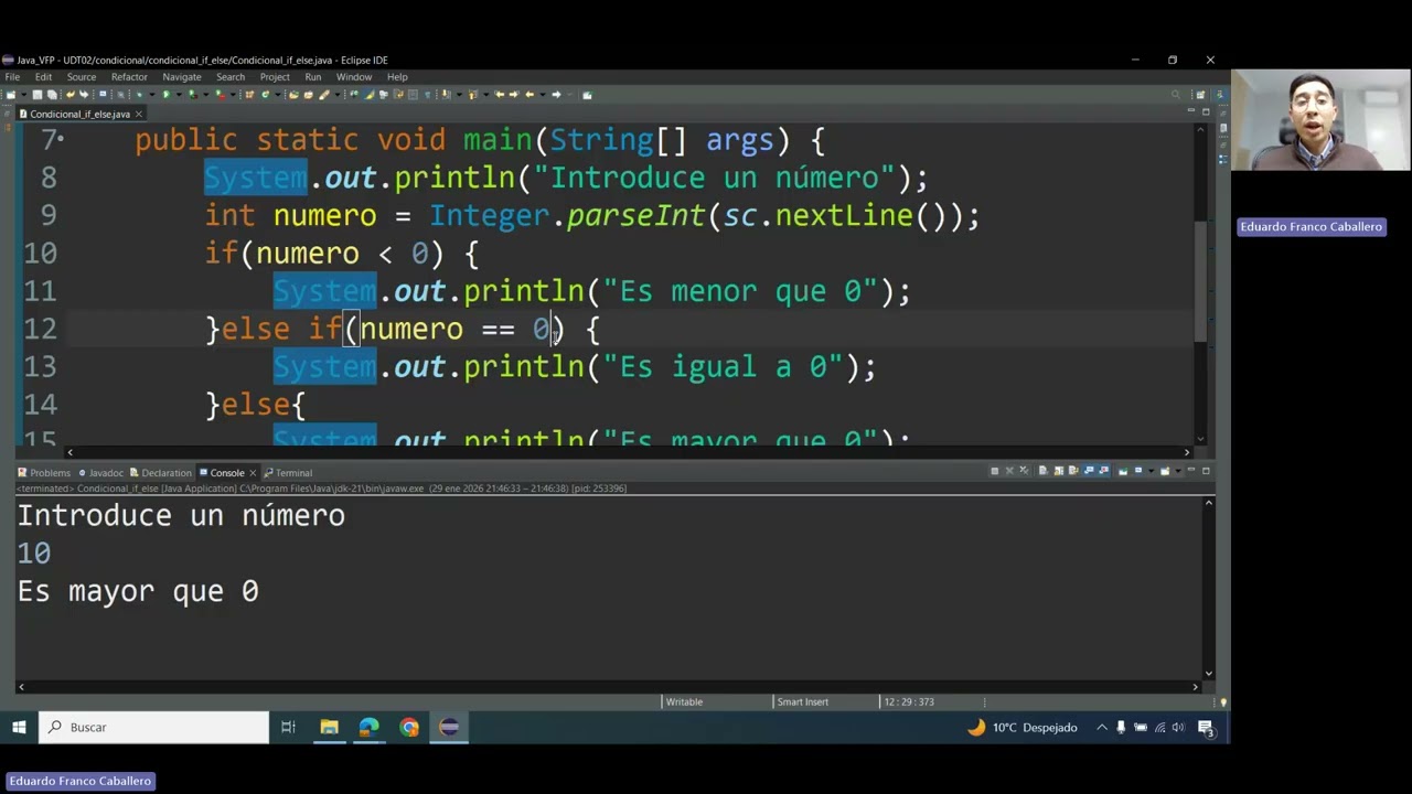 Programación II con Java UDT02 parte1 sentencia condicional if else