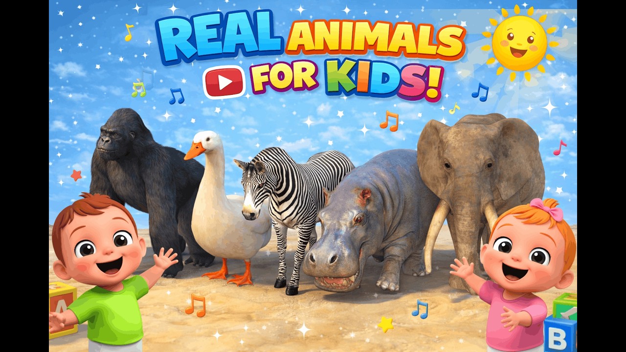 Long Slide Game With Elephant Gorilla Buffalo Hippopotamus Tiger - 3d Animal Game - Funny 3d Animals