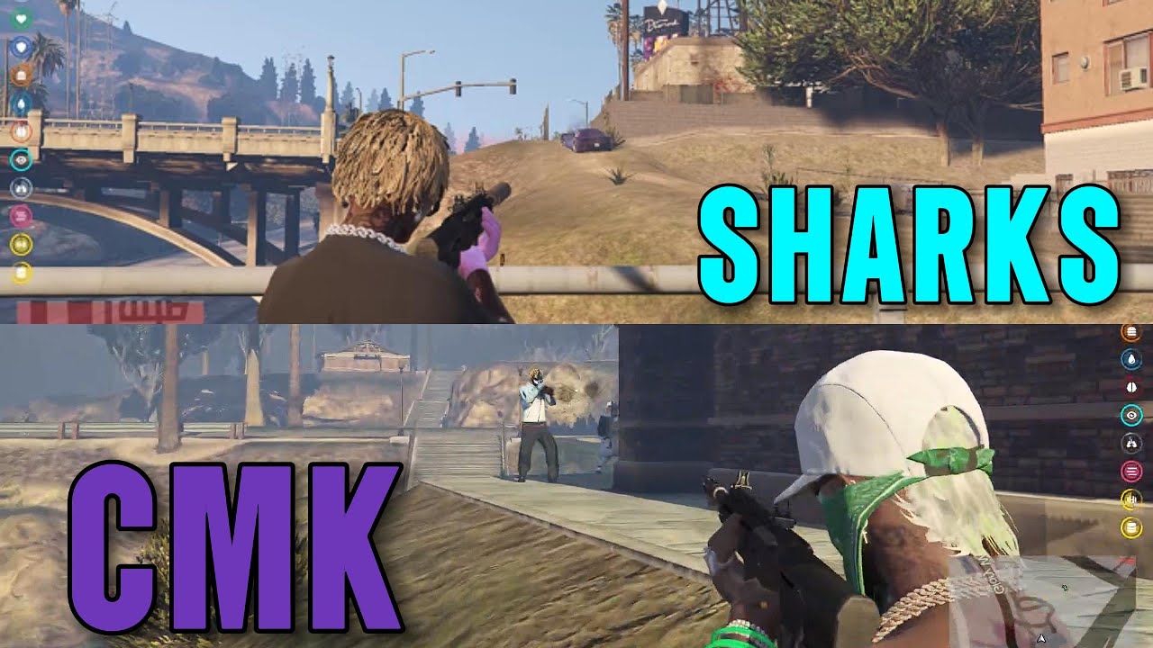 TIROTEO SHARKS vs CMK con ARMAS LARGAS en BARRIO YAKUZA | DOVUX LIFE