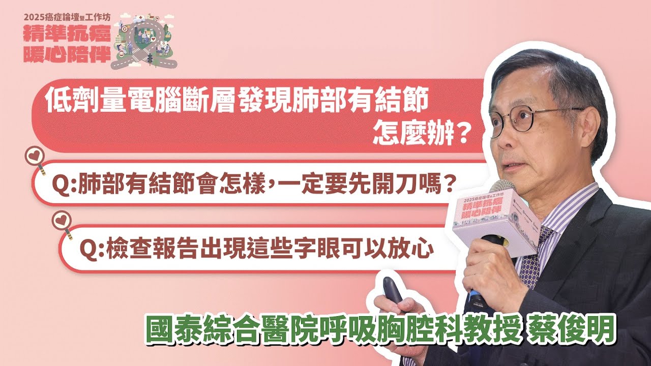 #2025癌症論壇／LDCT發現肺部有結節，怎麼辦？