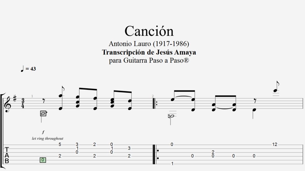 Canción - Antonio Lauro - Tablatura por Jesús Amaya...