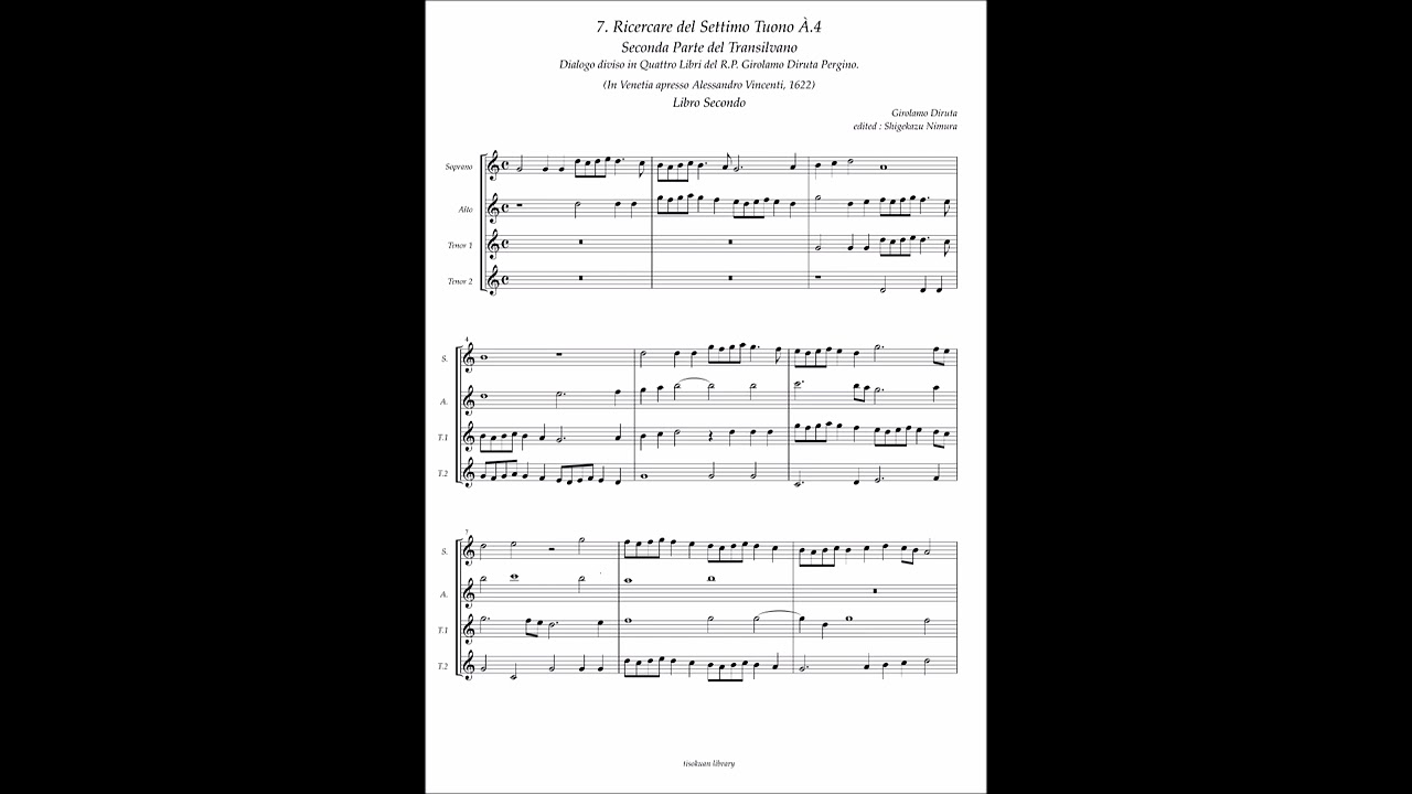 Girolamo Diruta, Il Transilvano Parte II Libro II, No.7 Ricercare del Settimo Tuono