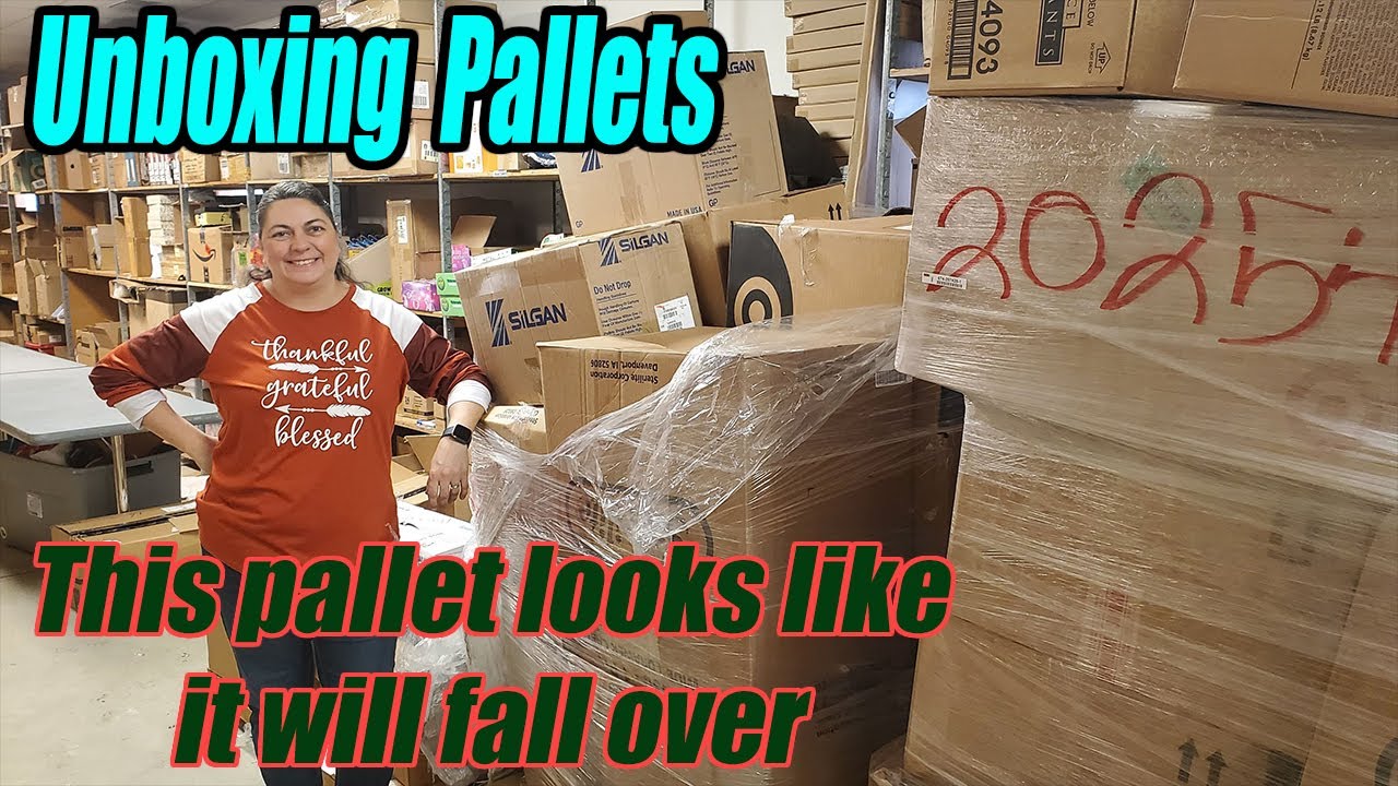 Unboxing Pallets Will this one fall over? We have 1,000's of new items in this pallet. Check it out!