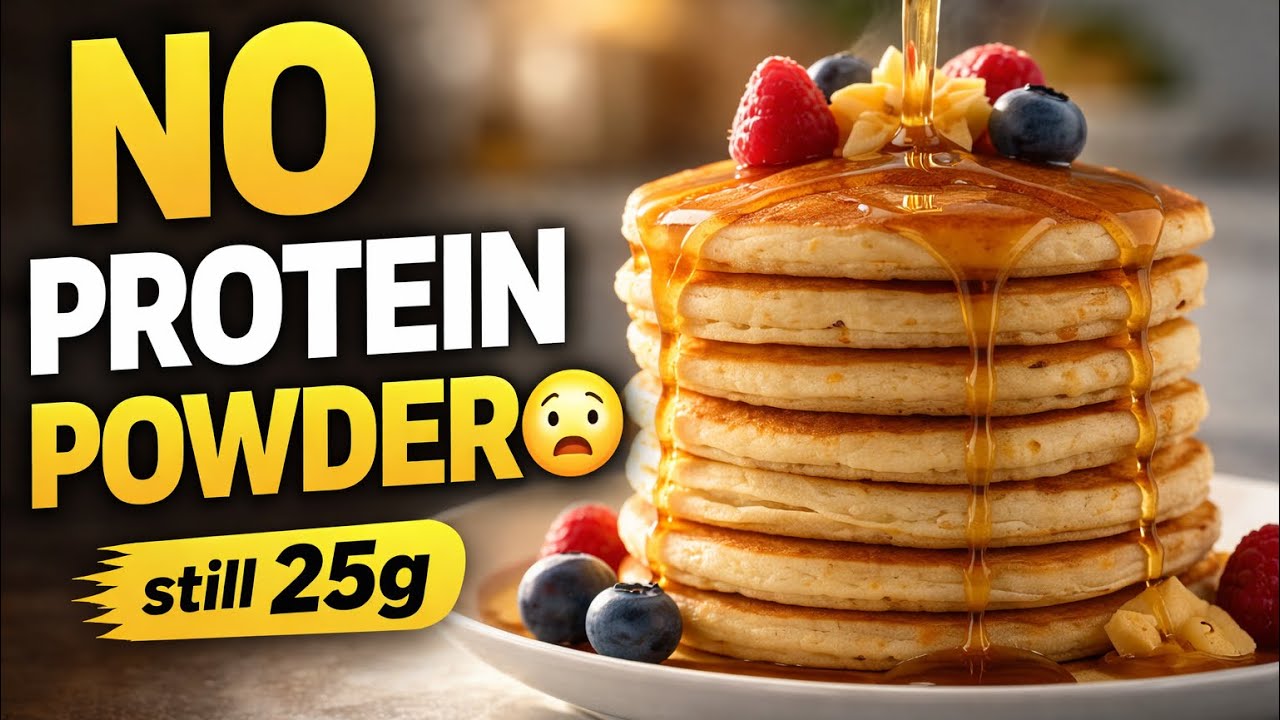 25g+ High Protein Pancakes | Fluffy & No Protein Powder (Easy Healthy Breakfast)