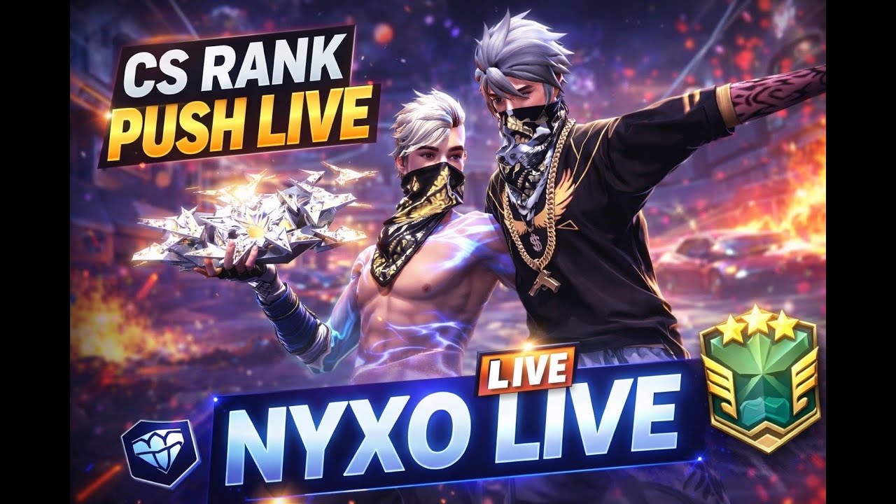 🔴NEW SEASON  CS RANK PUSH TOP 1  NYXO LIVE  | Free Fire Live Stream  #freefire #gyangaming