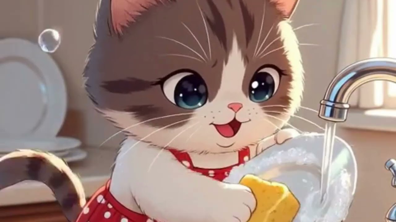 This Cat Cooks an Omelette Like a Pro! hom ka  kam karty ha #catshorts✨Viral cat story for kids 🌎 🧚