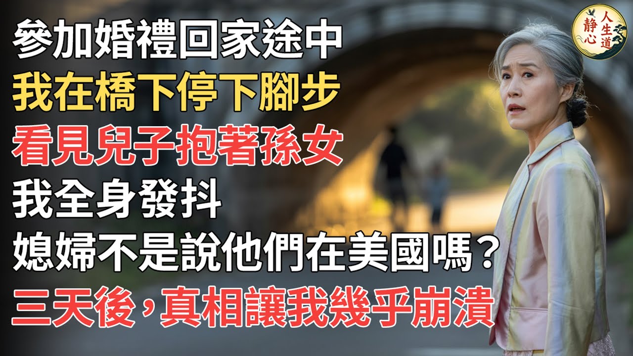 【我65歲】參加完閨蜜孩子的婚禮回家途中，我看見兒子和孫女蜷縮在橋下。我全身發抖，媳婦不是說他們在美國嗎？三天後，兒子說出真相，那一刻我幾乎崩潰。【靜心人生道】#靜心人生道