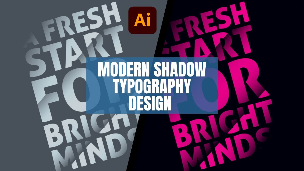 Modern Shadow Typography Design in Adobe Illustrator | Creative Text Effects Tutorial 2025