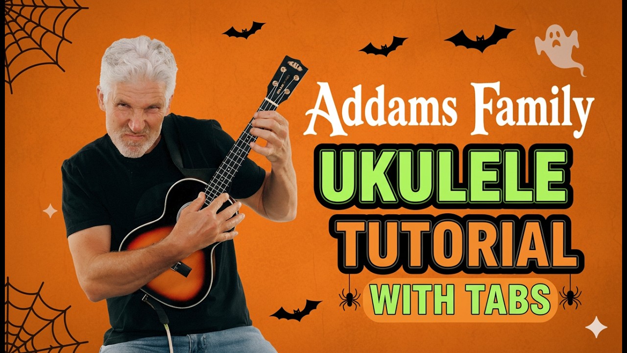 Изучите семейку Аддамс на укулеле 🎃 Пошаговое руководство с вкладками на экране