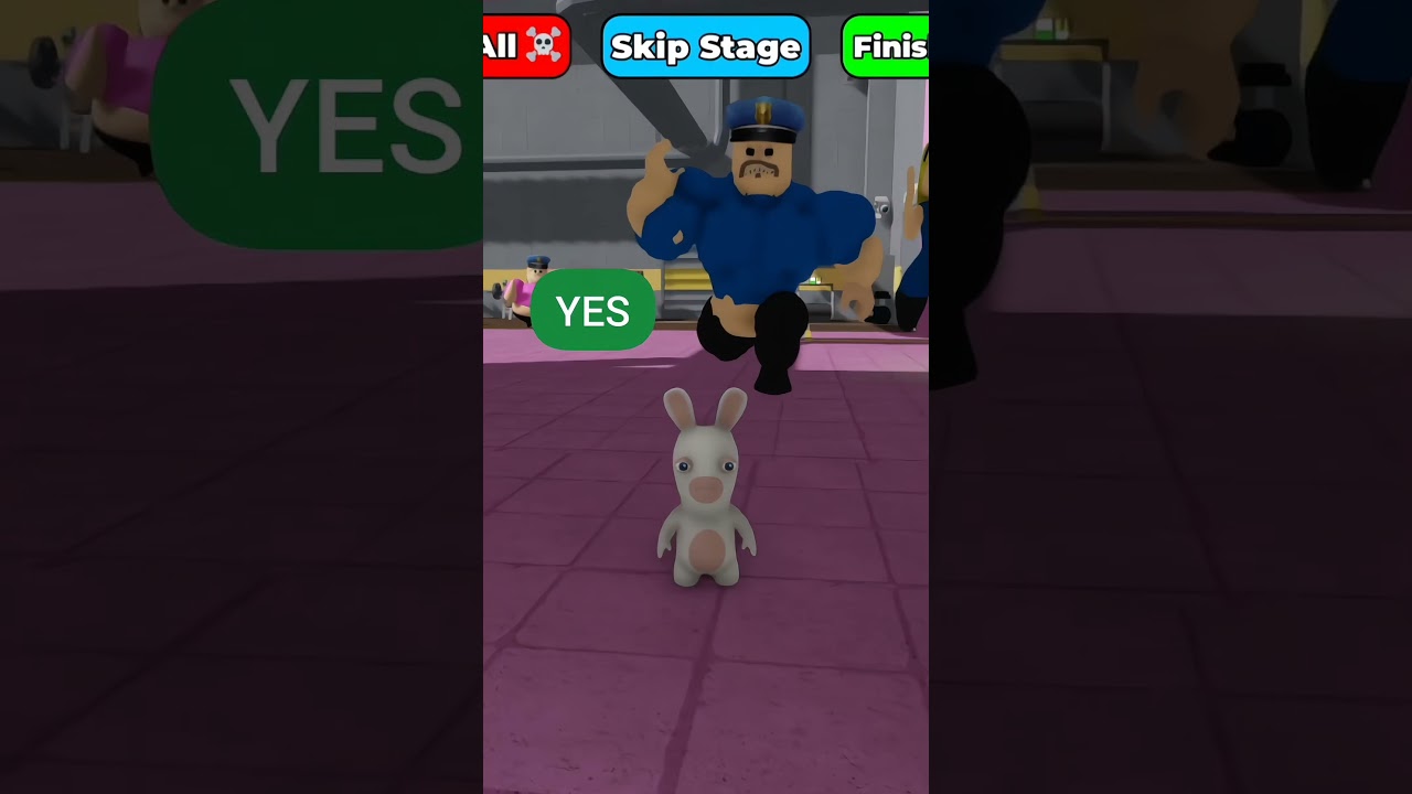 Bunny🐰is trying to escape MUSCLE POLICE & WOMAN PRISON RUN!😂 #funny #bunny #robloxshorts #shorts