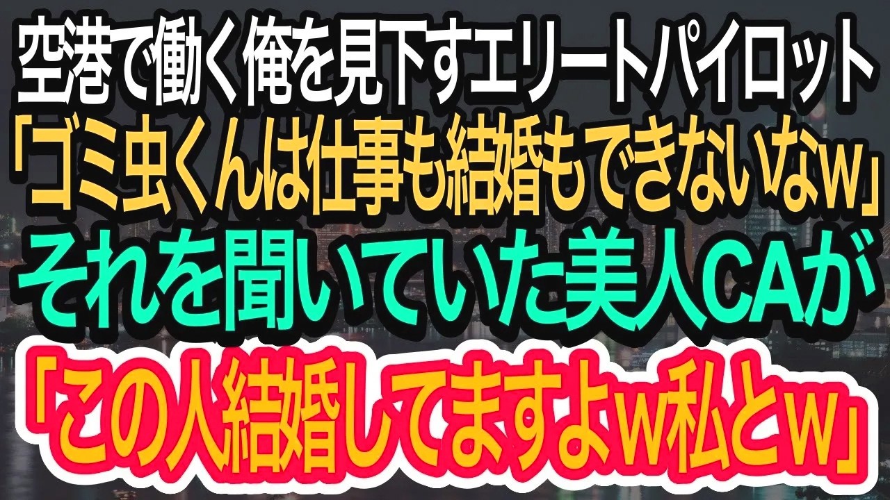 【スカッとする話】空港で清掃する俺を見下すパイロット「ゴミ虫くんは仕事も結婚もできないなw」しかしそれを聞いた美人CAがそのパイロットに衝撃の発言。パイロットはブルブル震え…w【朗読】【感動する話】