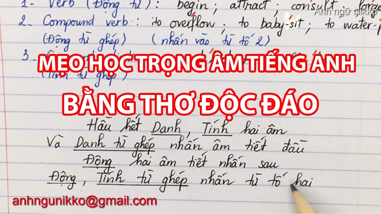 Mẹo học, tìm trọng âm tiếng anh, quy tắc cách đánh trọng âm bằng thơ