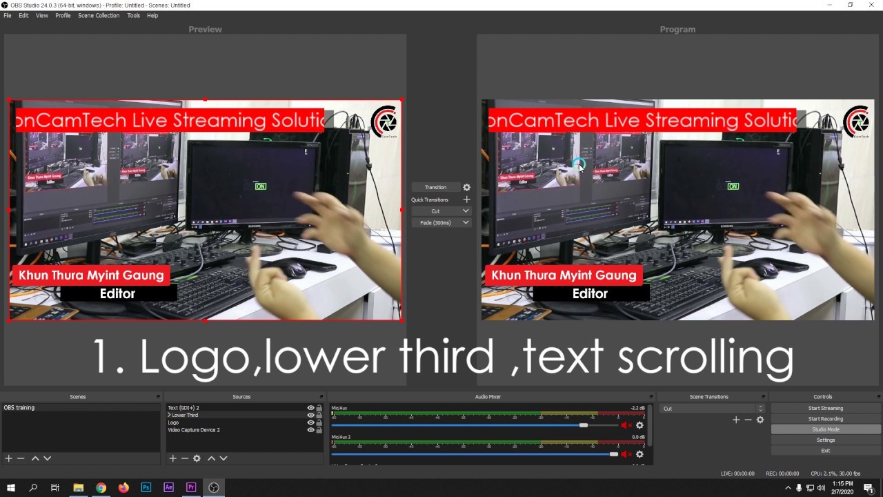 OBS Myanmar Live Streaming Set Up ( OBS Setting ချိန်နည်း)