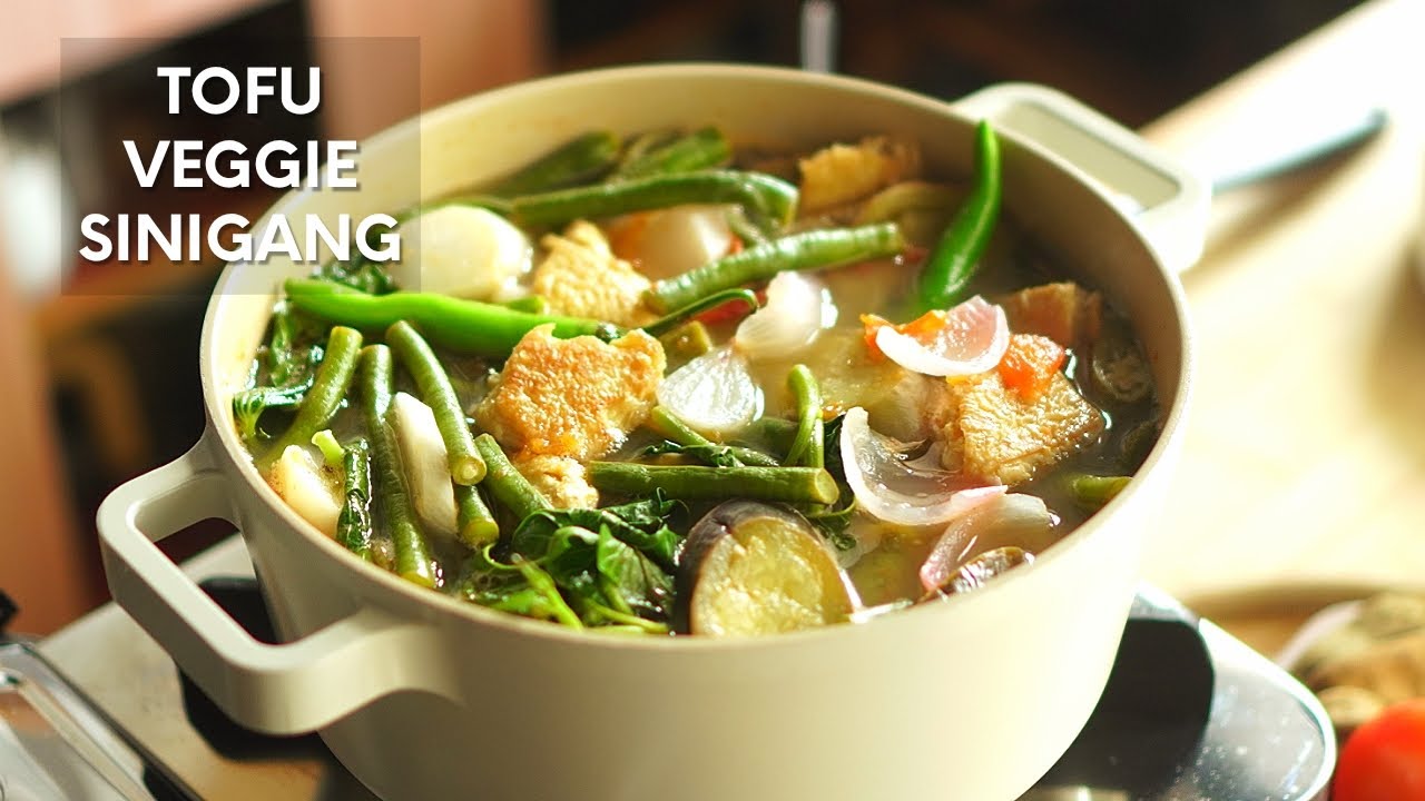 Make this Filipino Sour Soup for a comforting meal! | Filipino Tofu Veggie Sinigang Recipe