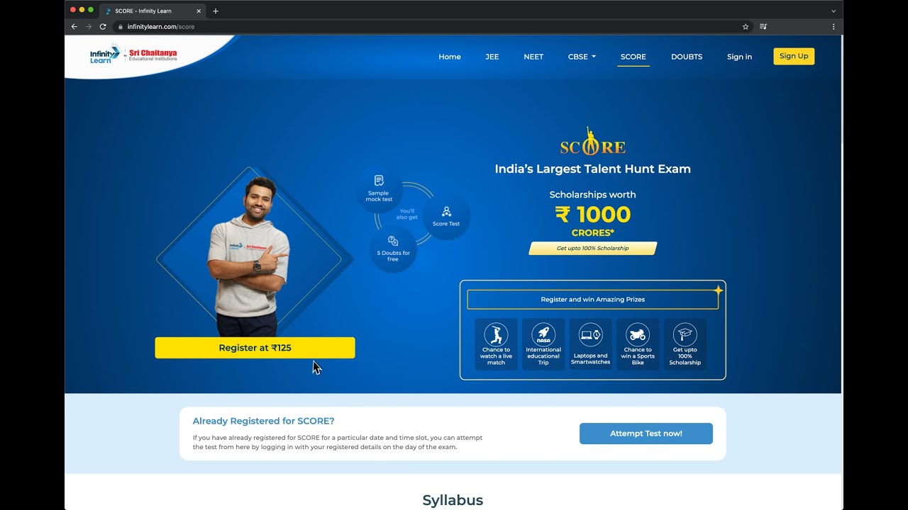 How to Register for SCORE? || Infinity Learn